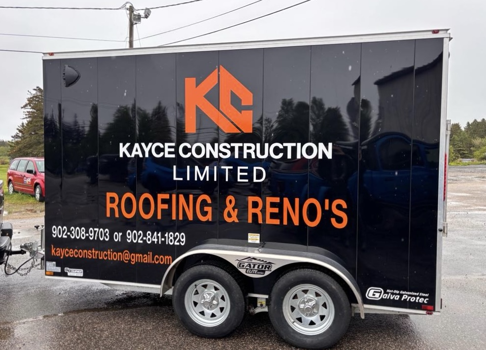 Kayce Construction Roofing & Renos trailer wrap